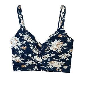 Abercrombie & Fitch Navy White Floral Top Medium
